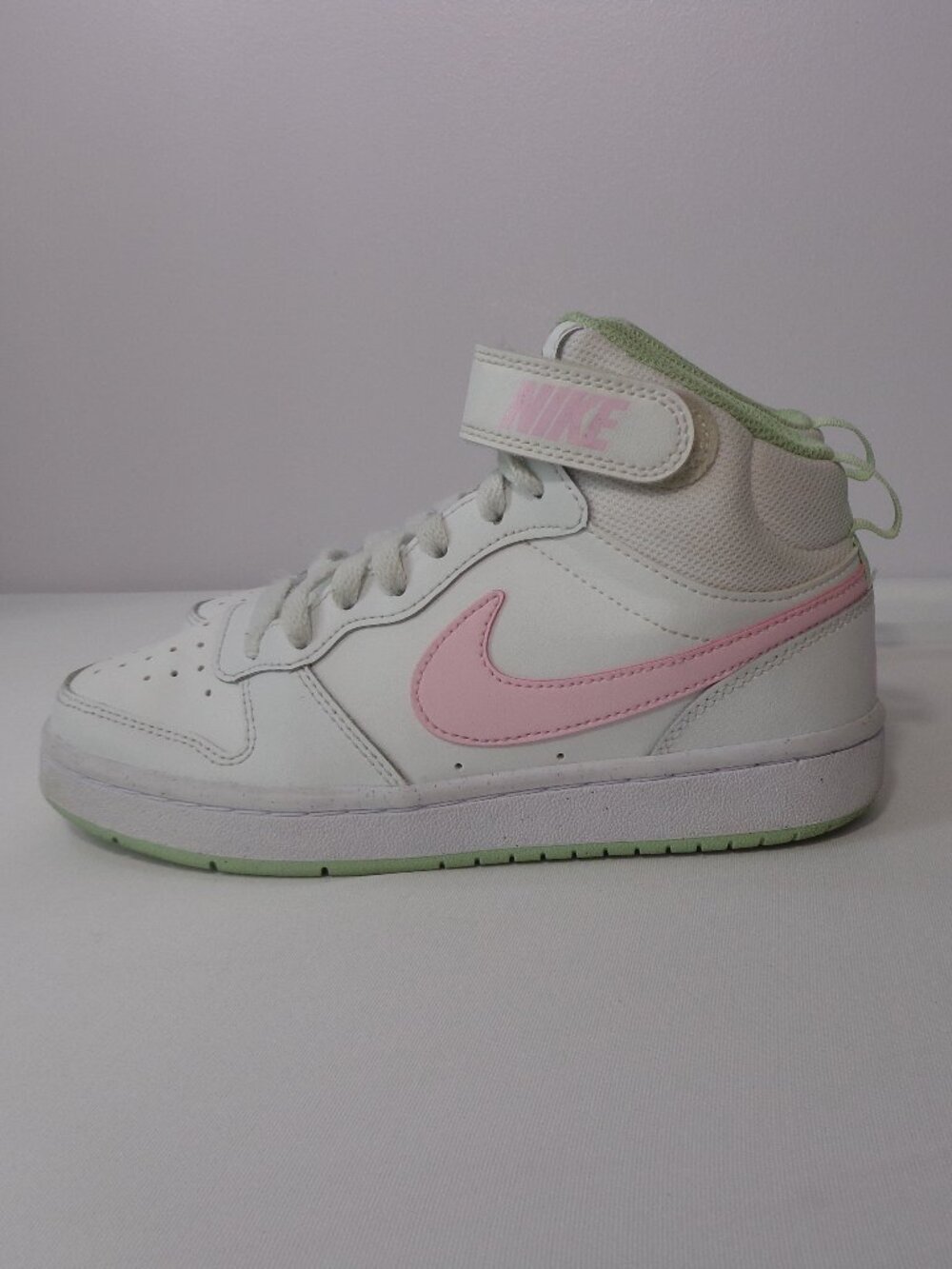 Nike Court Borough Mid 2 (GS) White Pink Green Glaze CD7782-111 Youths Size 3.5Y